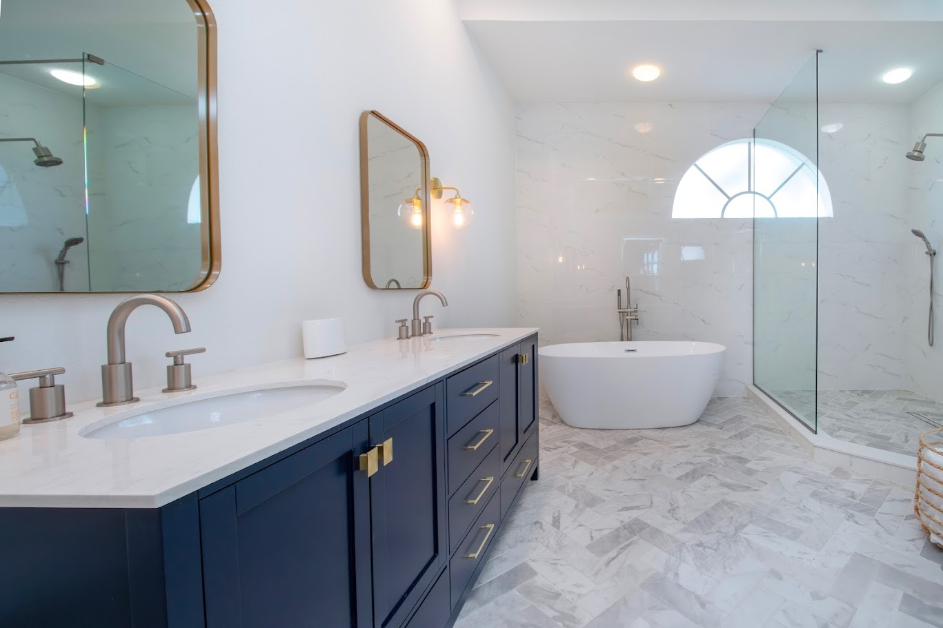 Master bathroom renovation with double vanity and soaking tub in Bradenton FL